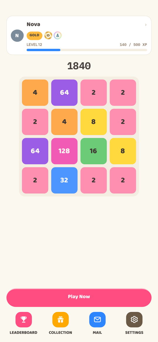 Merge Battles home screen with a board of tiles